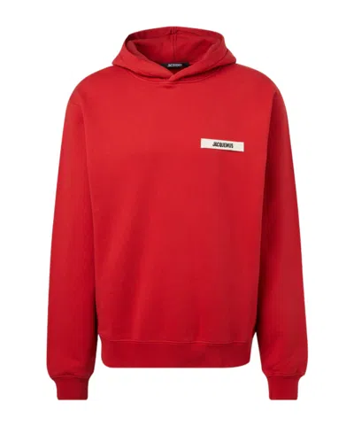 Jacquemus Gros Grain Cotton Fleece Hoodie In Red