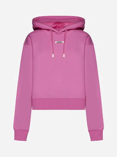 Jacquemus Gros Grain Cotton Hoodie In Pink 2