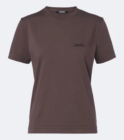Jacquemus Short-sleeve Stretch-cotton Crewneck T-shirt With Straight Hem In Gray