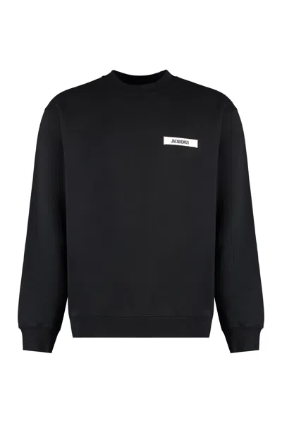 Jacquemus Gros Grain Cotton Sweatshirt In Black