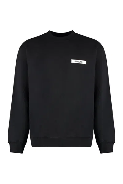 Jacquemus Gros Grain Cotton Sweatshirt In Black