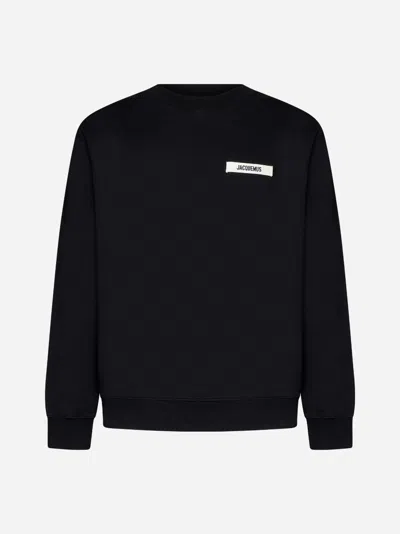 Jacquemus Gros Grain Cotton Sweatshirt In Black