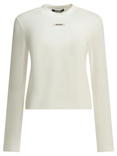 Jacquemus Gros Grain Logo Long-sleeved T-shirt In White