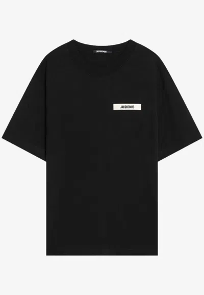 Jacquemus Gros Grain Crewneck T-shirt In Black