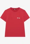 Jacquemus Crew Neck Short Sleeve Tops With Ribbed Detail In Red