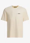 Jacquemus 'le T-shirt Gros Grain' Beige T-shirt With Logo Patch On The Front In Neutral