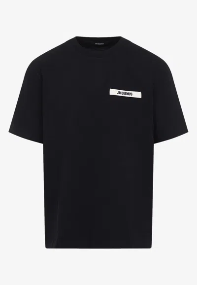 Jacquemus Minimalist Black Short-sleeve Cotton T-shirt With Patch Detail