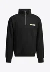 Jacquemus High Neck Zip Sweatshirt With Logo Detail And Gathered Cuffs In Black