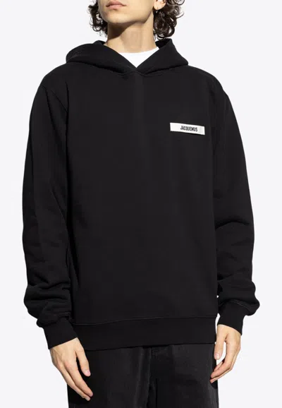 Jacquemus Cotton Fabric Hoodie With Long Sleeves In Black