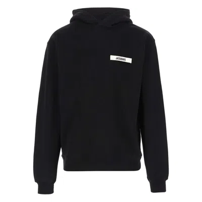 Jacquemus Cotton Fabric Hoodie With Long Sleeves In Black