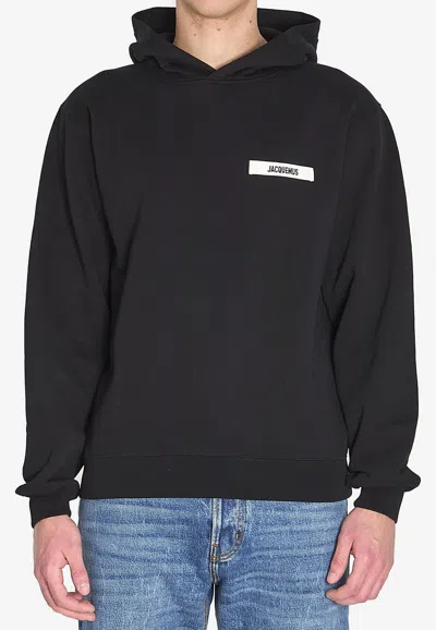 Jacquemus Gros Grain Hooded Sweatshirt In Black