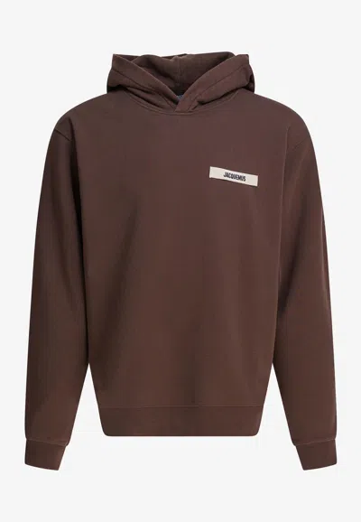 Jacquemus Gros Grain Hooded Sweatshirt In Brown