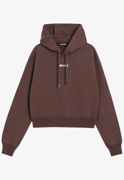 Jacquemus Gros Grain Hooded Sweatshirt In Brown