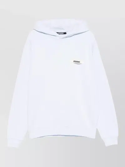 Jacquemus Gros Grain Hooded Sweatshirt Drawstring Detail In White