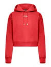 Jacquemus Cropped Hooded Drawstring Top In Red