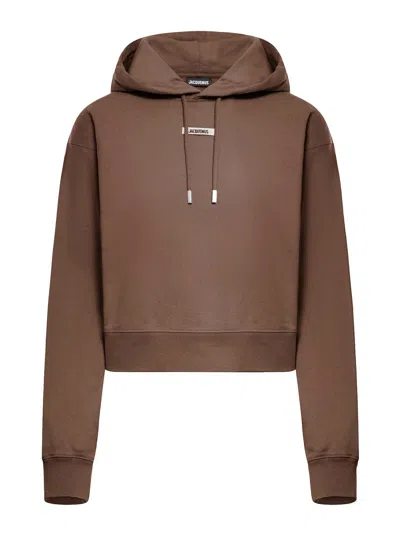 Jacquemus Gros Grain Hoodie In Brown