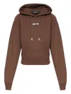 Jacquemus Le Hoodie Gros Grain Brown Cropped Hoodie With Drawstring Hood And Logo Patch On The Front In Cotton In Brown