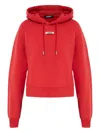 Jacquemus Gros Grain Cropped Hooded Sweatshirt In Red