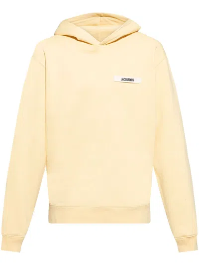 Jacquemus Gros Grain Logo-patch Hoodie In Beige