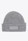 Jacquemus Gros Grain Knitted Beanie In Gray