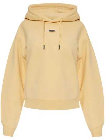 Jacquemus Gros Grain Light Beige Hooded Sweatshirt In Yellow