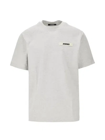 Jacquemus Gros Grain Cotton Jersey T-shirt In Gray