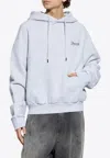 Jacquemus The Corto Logo Embroidered Cotton Fleece Hoodie In Gray
