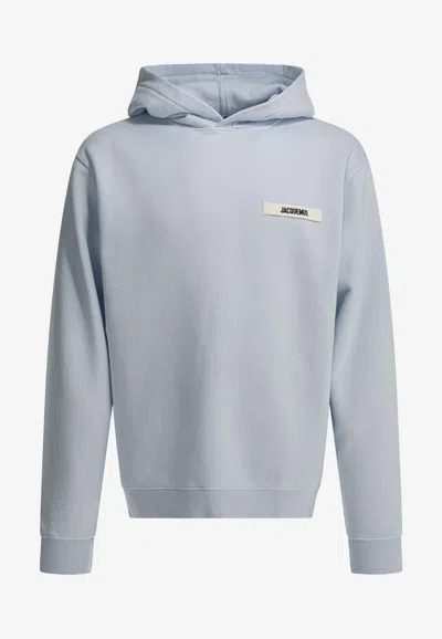 Jacquemus Gros Grain Logo Hooded Sweatshirt In Blue