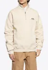 Jacquemus High Collar Half-zip Grosgrain Sweatshirt In Cream
