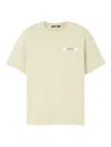 Jacquemus 'le T-shirt Gros Grain' Beige T-shirt With Logo Patch On The Front