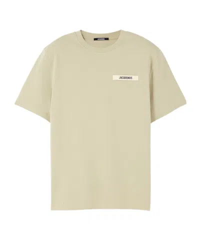 Jacquemus Le T-shirt Gros Grain Beige T-shirt With Logo Patch On The Front In Cotton Man In Neutral