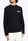Jacquemus Mens Black Grosgrain-logo Long-sleeve Cotton T-shirt In Black