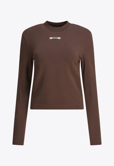 Jacquemus Gros Grain Long-sleeved T-shirt In Brown