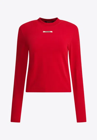 Jacquemus Gros Grain Long-sleeved T-shirt In Red