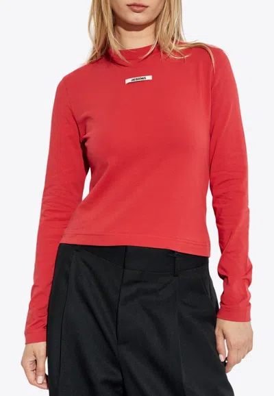 Jacquemus Women Long-sleeved T-shirt With Applique In Red