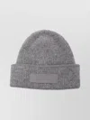 Jacquemus Knitted Beanie Hat With Gros-grain Logo In Gray