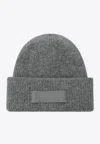 Jacquemus Gros Grain Ribbed Alpaca Beanie In Gray