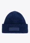 Jacquemus Gros Grain Ribbed Beanie In Blue