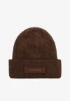 Jacquemus Le Bonnet Gros-grain Ribbed Beanie Hat In Brown