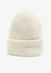 Jacquemus Ribbed Knit Beanie With Contrasting Folded Brim In White
