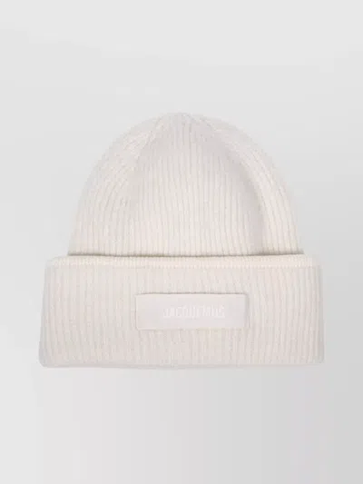 Jacquemus Gros Grain Ribbed Turn-up Hat In Neutral