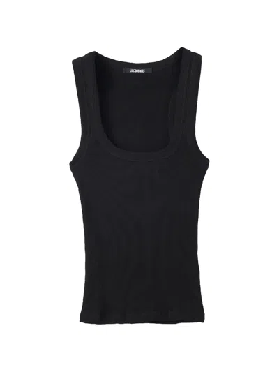 Jacquemus Gros Grain Ribbed-knit Tank Top In Black