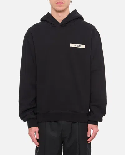 Jacquemus Cotton Fabric Hoodie With Long Sleeves In Black