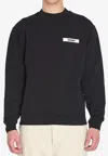 Jacquemus Mens Black Grosgrain-logo Long-sleeve Cotton T-shirt In Black
