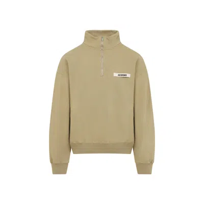 Jacquemus High-neck Sweatshirt With Logo-label In Gray