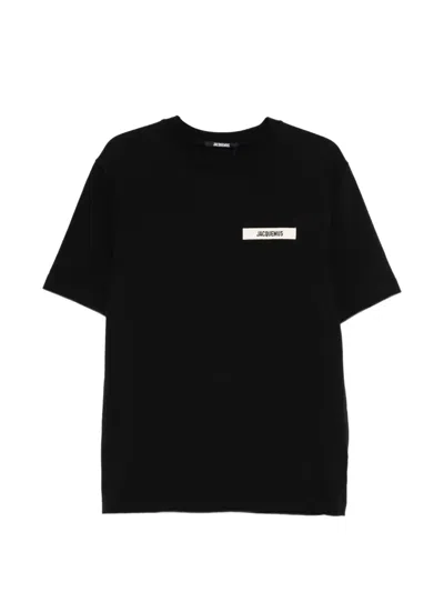 Jacquemus Minimalist Black Short-sleeve Cotton T-shirt With Patch Detail