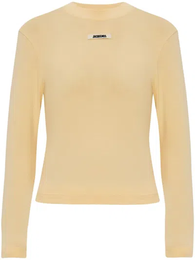 Jacquemus Logo Patch Long-sleeve Top In Nude
