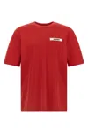 Jacquemus Le T-shirt Gros Grain Red T-shirt With Logo Patch On The Front In Cotton Man In Red