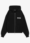 Jacquemus Gros Grain Zip-up Hooded Sweatshirt In Black