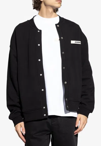 Jacquemus Grosgrain Button-up Cardigan In Black